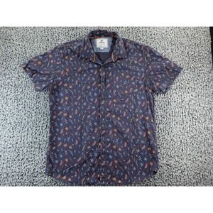 MBX Premium Goods Men's Button Up Shirt Size M Blue Floral Short Sleeve Used
